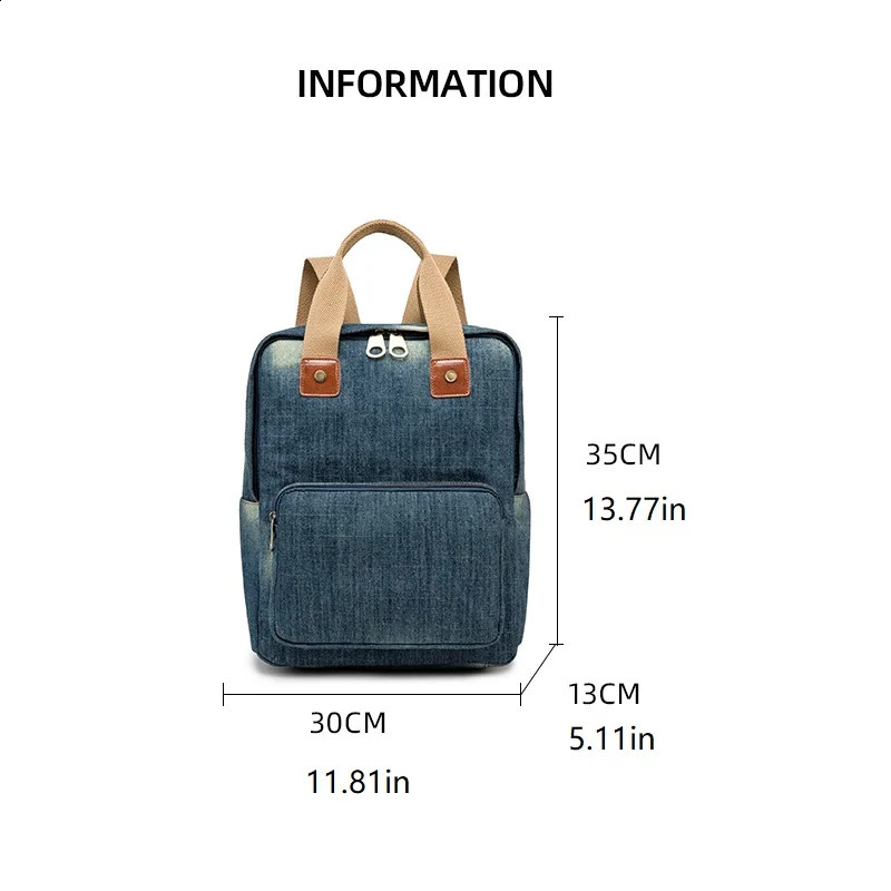 Denim female Backpack Big Capacity Fashion Style Cowboy Cotton Women Backpacks Travel Bags School bag Rucksac Computer bag 241230
