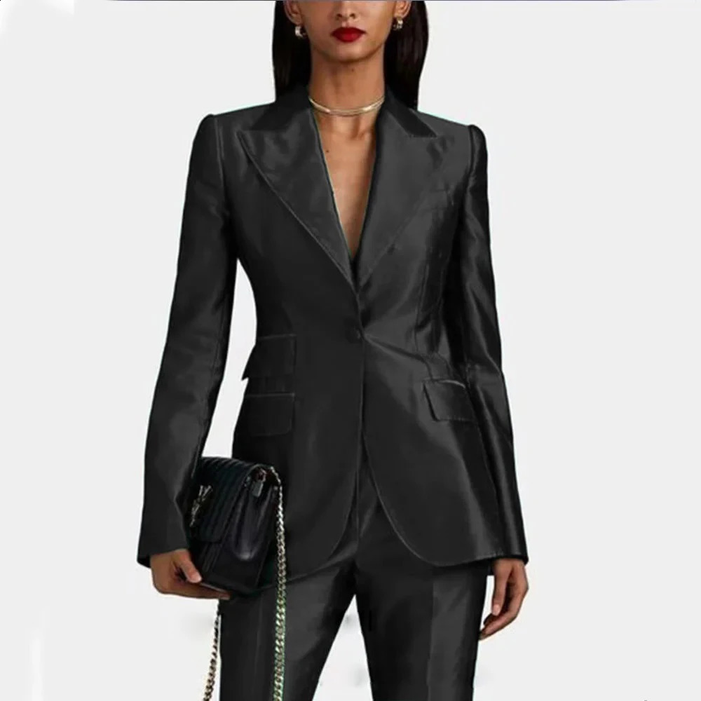 Woman Suit 1 Button Custom Dress Traf Set 2Piece Forged Cloth Slim Fit Birthday Party Blazer Set Evening Dresses Prom Robe 241231