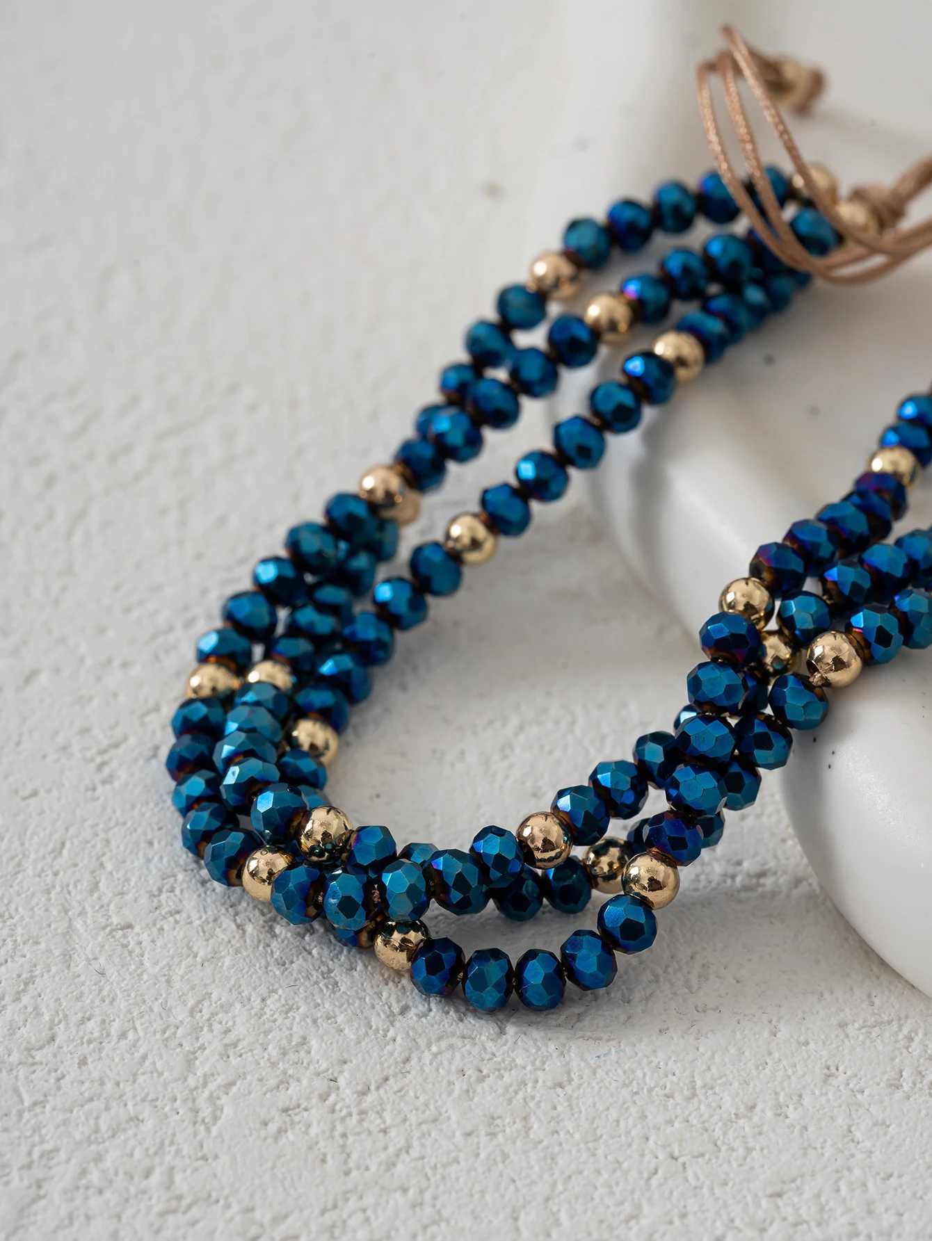 Bohemian handmade colorful crystal bead bracelet suitable for womens holiday party jewelry W241231