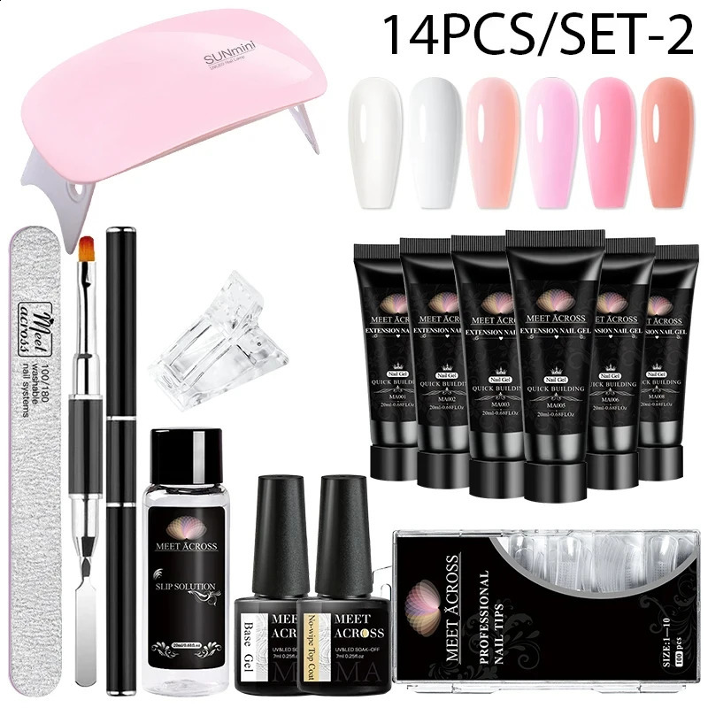 Poly UV Gel Kit All for Manicure Gel Nail Extension Set Slip Solution Builder Acrylic Gel Polish Nail Art Tool Fingertips 241230