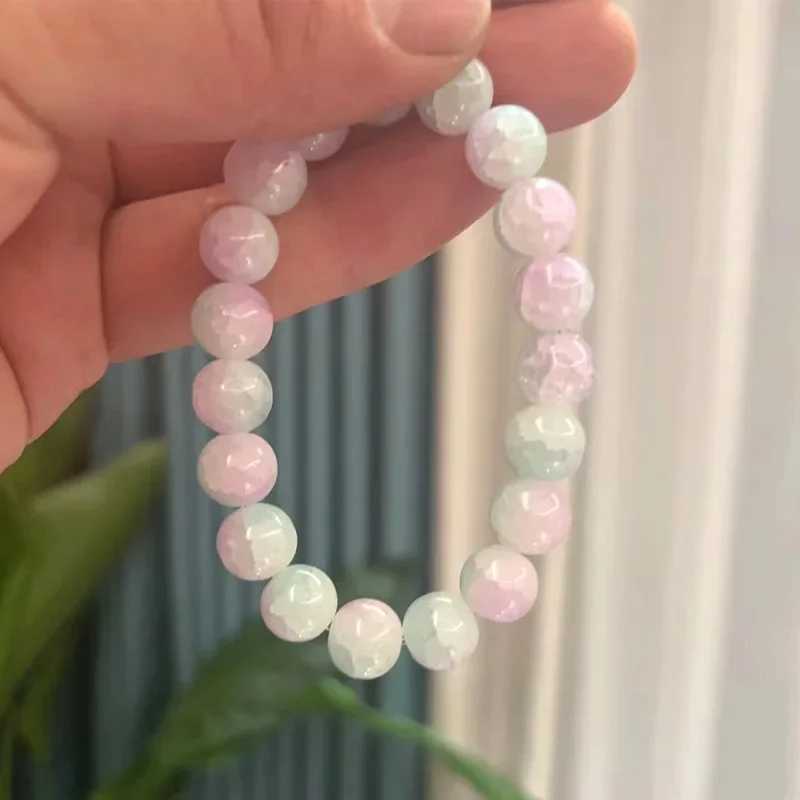 Girls Crystal Color Bracelet Natural Quartz Amethyst Fluorescent Bead Sweet Spirit Constant Energy Chain Bracelet Jewelry W241231