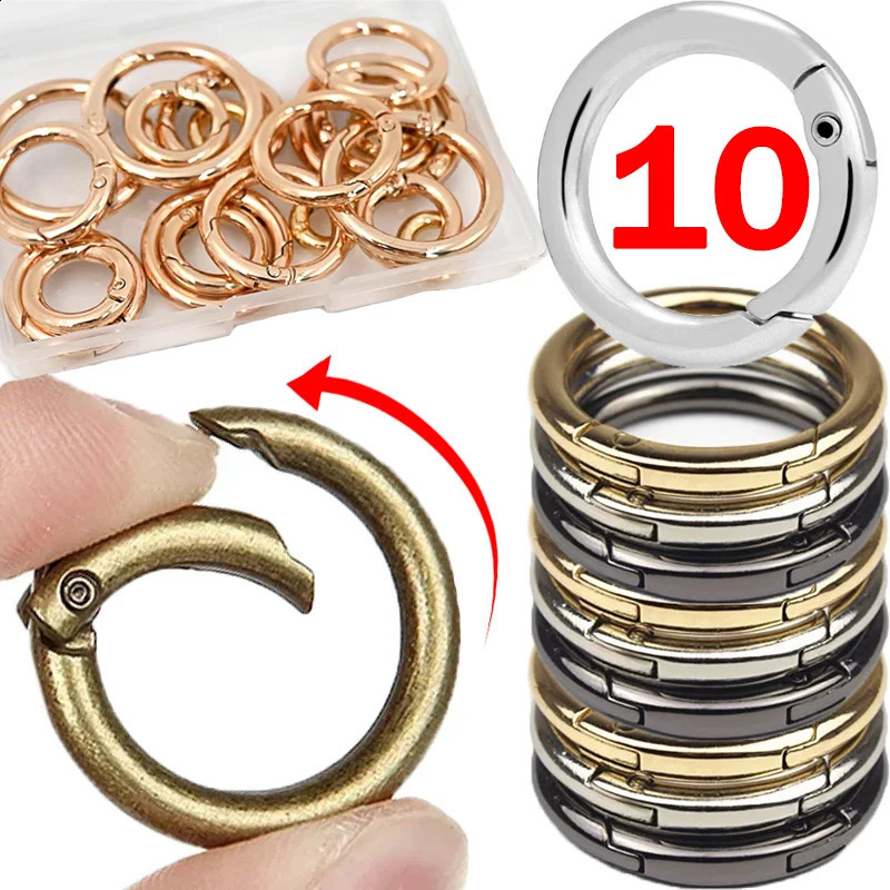 10pcs Metal Round Carabiner Keyring DIY O Ring Spring Buckles Jewelry Keychains Openable Clasp Bag Clips Connector Snap Hooks 241226