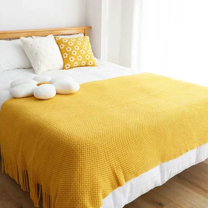 American Knitted Throw Blanket Bedspread Wool Blanket Bedspread Shawl Bedspread Lazy Sofa Cover Bed End Towel Home DecorC241231