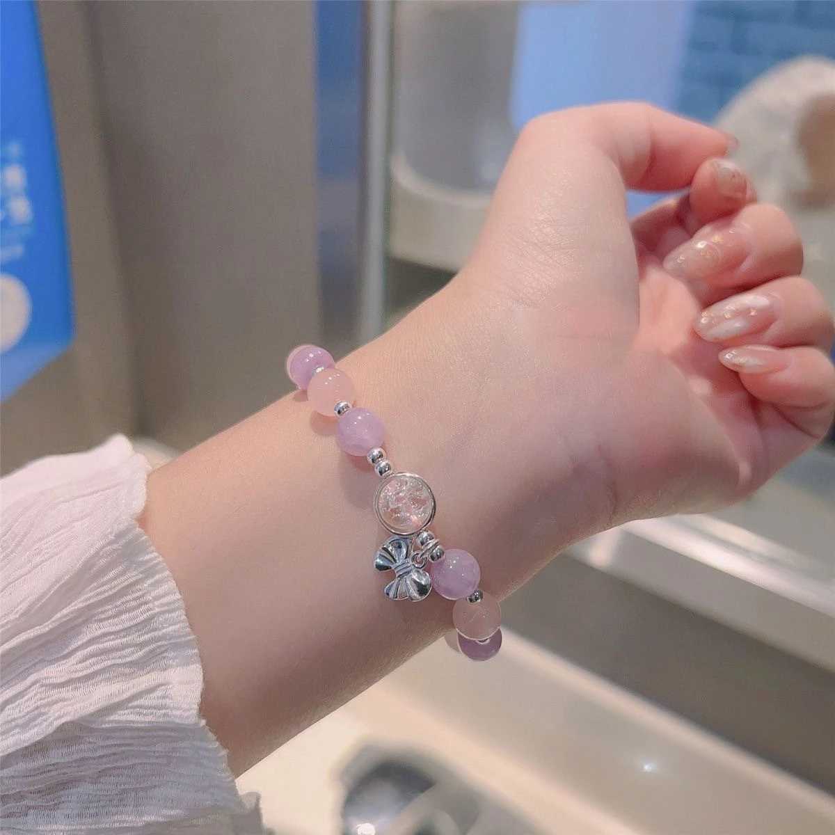 Fashion niche design star chain tassel bracelet womens fantasy blue crystal bead elastic rope bracelet best friend jewelry W241231
