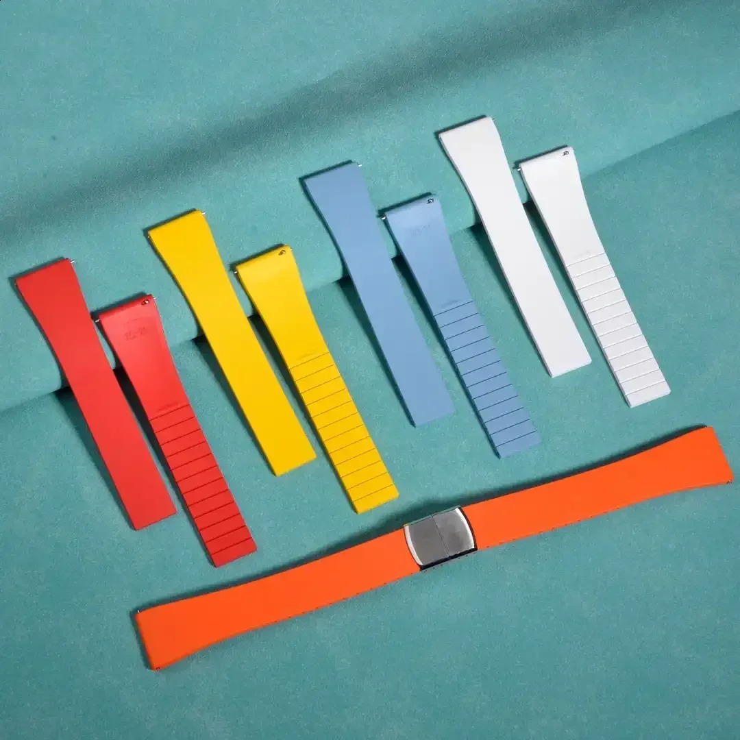 CTS Fluororubber Watch Strap n 18mm 20mm 22mm 21mmQuick Release Butterfly Buckle Watch Bands FKM Strap For Cut To Size 241230