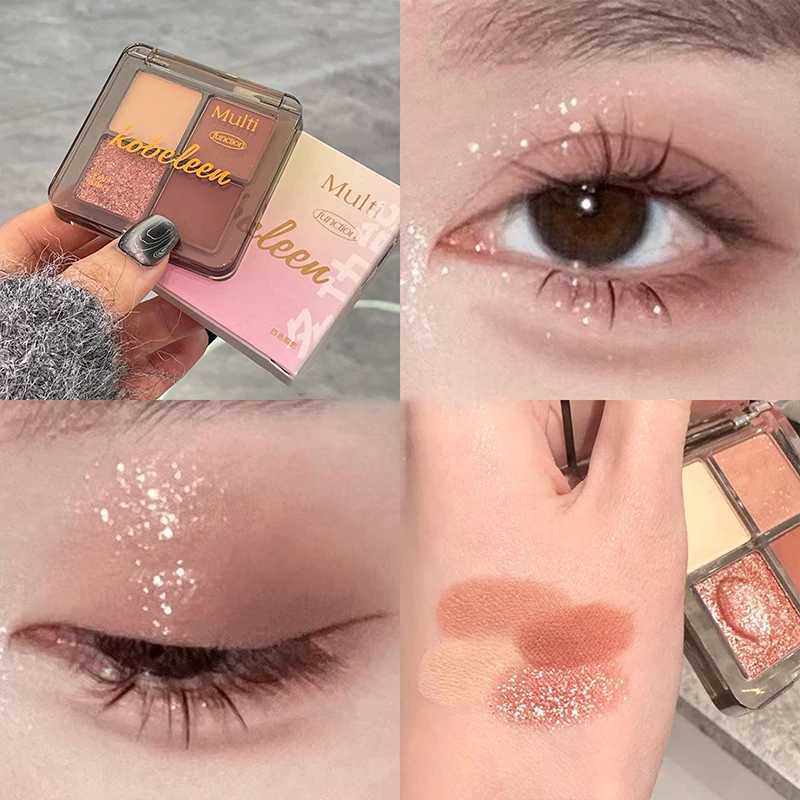 4-color punk smoke black eye shadow palette matte flash mashed potato eye shadow makeup cement grey rose brown eye shadow pigment W241230