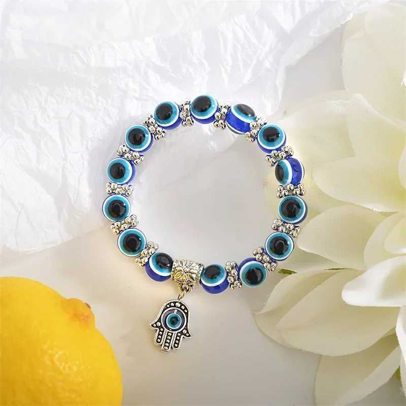 2 antique blue evil eye bracelets suitable for women lucky amulet hand of Fatima lucky Trkiye bracelet color simple Tren W241231
