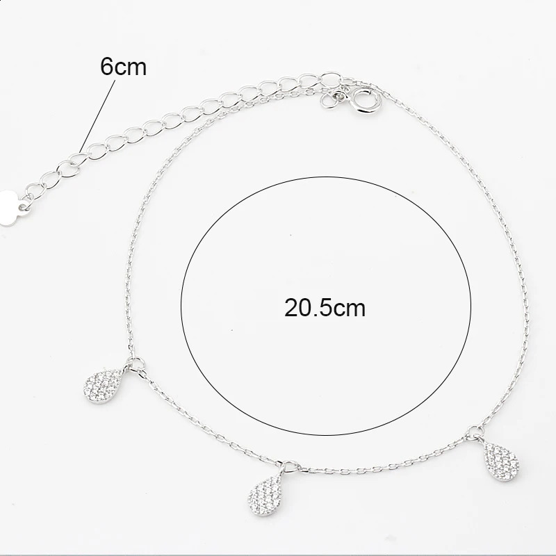 Anklets Bracelet S925 Pure Silver Sandals Beach Chain with Small Zircon Foot Anklets Fine Jewelry for Women Lady 241226