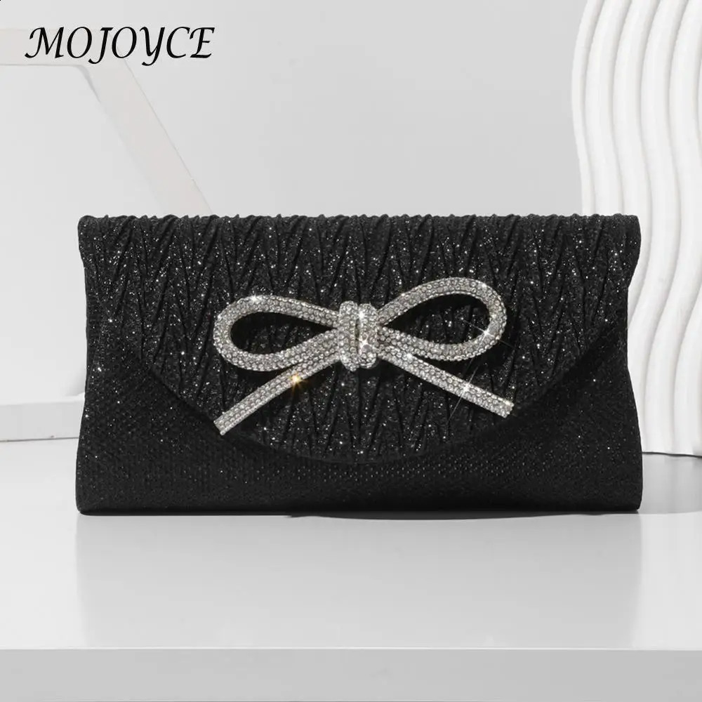 Clutch Purse Satin Rhinestone Evening Bag for Women Bow Formal Handbag Sparkly Wedding Party Prom Purse 241231