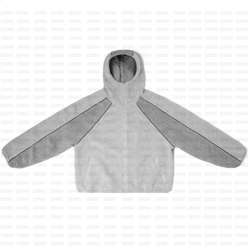 Patchwork Polar Fleece Oversized Hoodie Women Y2K American Vintage Clothing High Street Fashion Zipper Sweatshirt Men Streetwear 241230