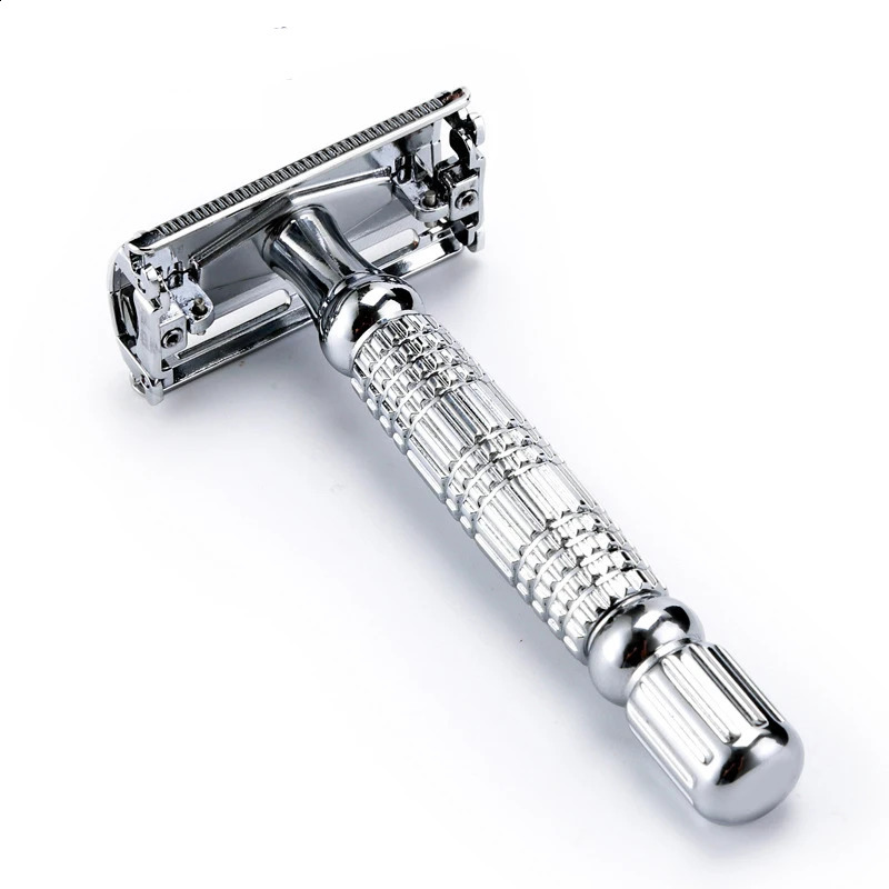 Men Shaving Safety Razor Chrome Alloy With Packing Sliver Unscrew Double Sides Turret Manual Butterfly Open Shaver 241230
