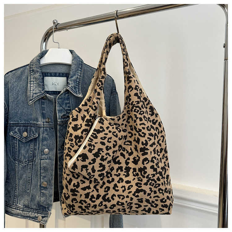 Personalized leopard print casual large capacity 2024 new autumn and winter fashion leopard print two-piece tote shoulder bag