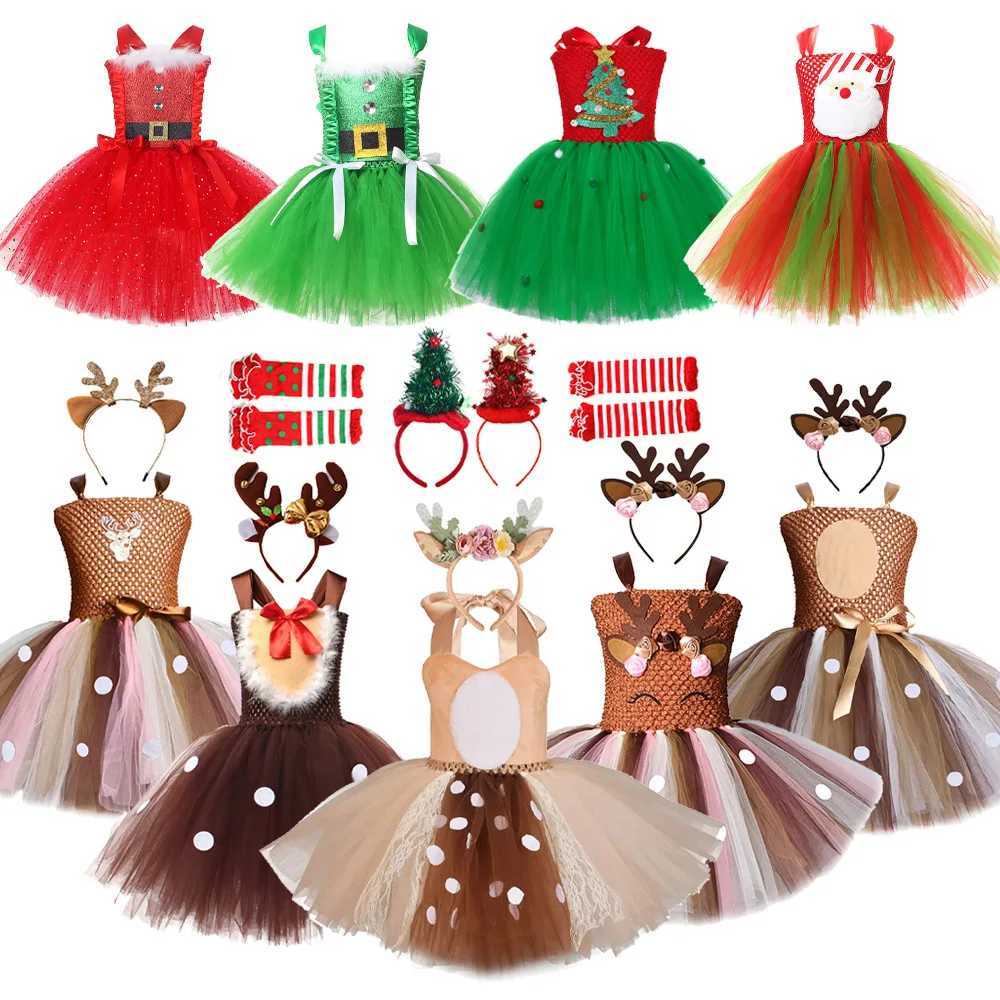 Sparkly Christmas Elf Tutu Girls Dress Santa Claus Childrens Clothing Halloween Clothing Childrens Christmas Clothing W241231