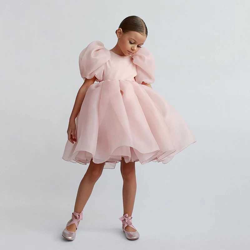 Fashion Girl Princess Puff Chiffon Tulle Childrens Vestido Retro Wedding Par Birthday Tutu Dress Childrens Clothing 1-10Y W250326