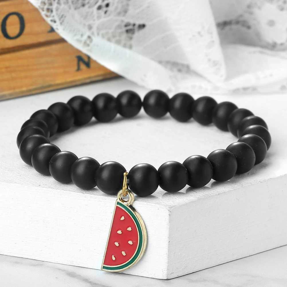 Charm Watermelon Pendant Bracelet 8mm Peacock Stone Tiger Eye Bracelet Chain Womens Couple Bracelet Jewelry Gift for Friends W241231