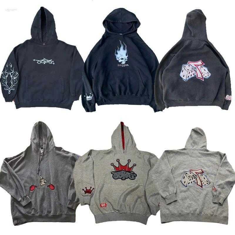 Men's Hoodies Sweatshirts Mens Hoodie Y2K Harajuku JNCO Embroidery Vintage Pullovers Hip Hop Oversized Strtwear Gothic Men Women Fashion Sweatshirt H241231