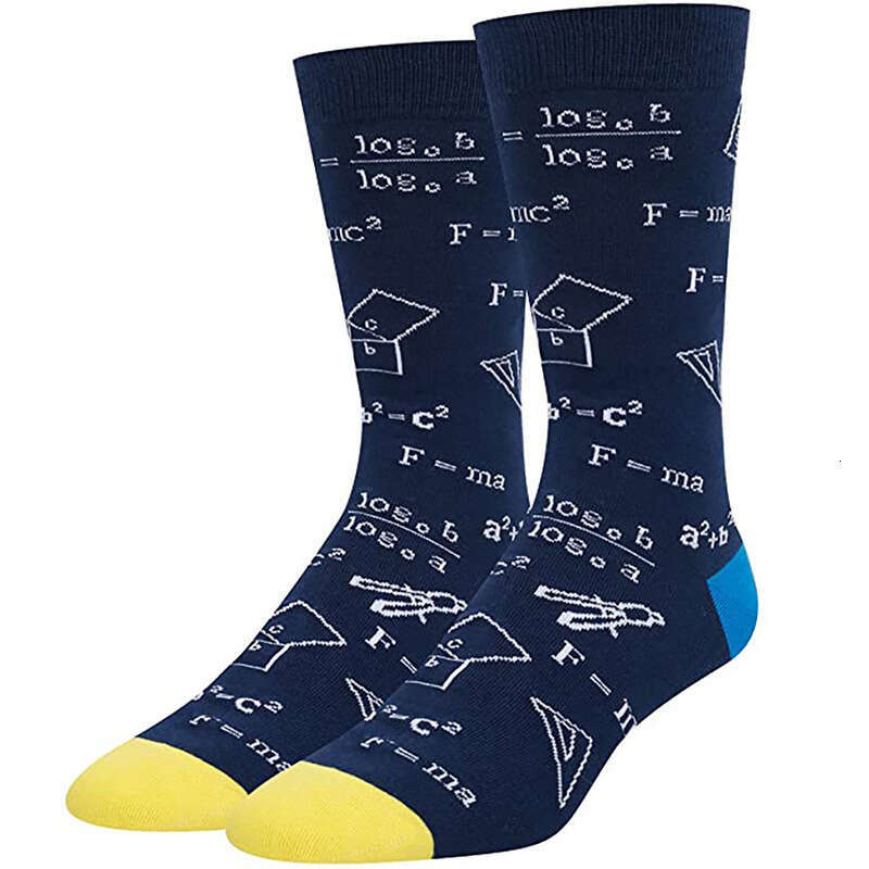 Colorful Mathematical Printed Men's Socks, Popular European And American Foreign Trade Cotton Mid Tube Socks