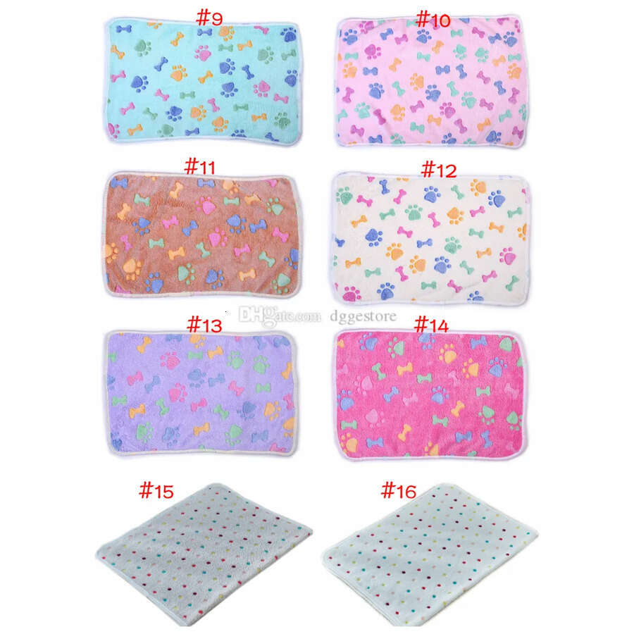 Super Blankets Soft Fluffy Dog Cat Mat Kennels Cute Ral Paw Print Puppy Warm Coral Veet Pet Blanket Dogs Kitten Sleeping Mats Cushion Color Wholesale 
