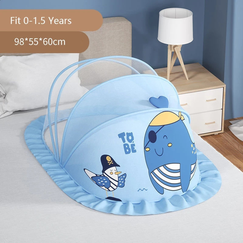 Baby Bed Infant Mosquito Nets Foldable with Cotton Pillows Portable Folding Baby Bedding Crib Netting 241227