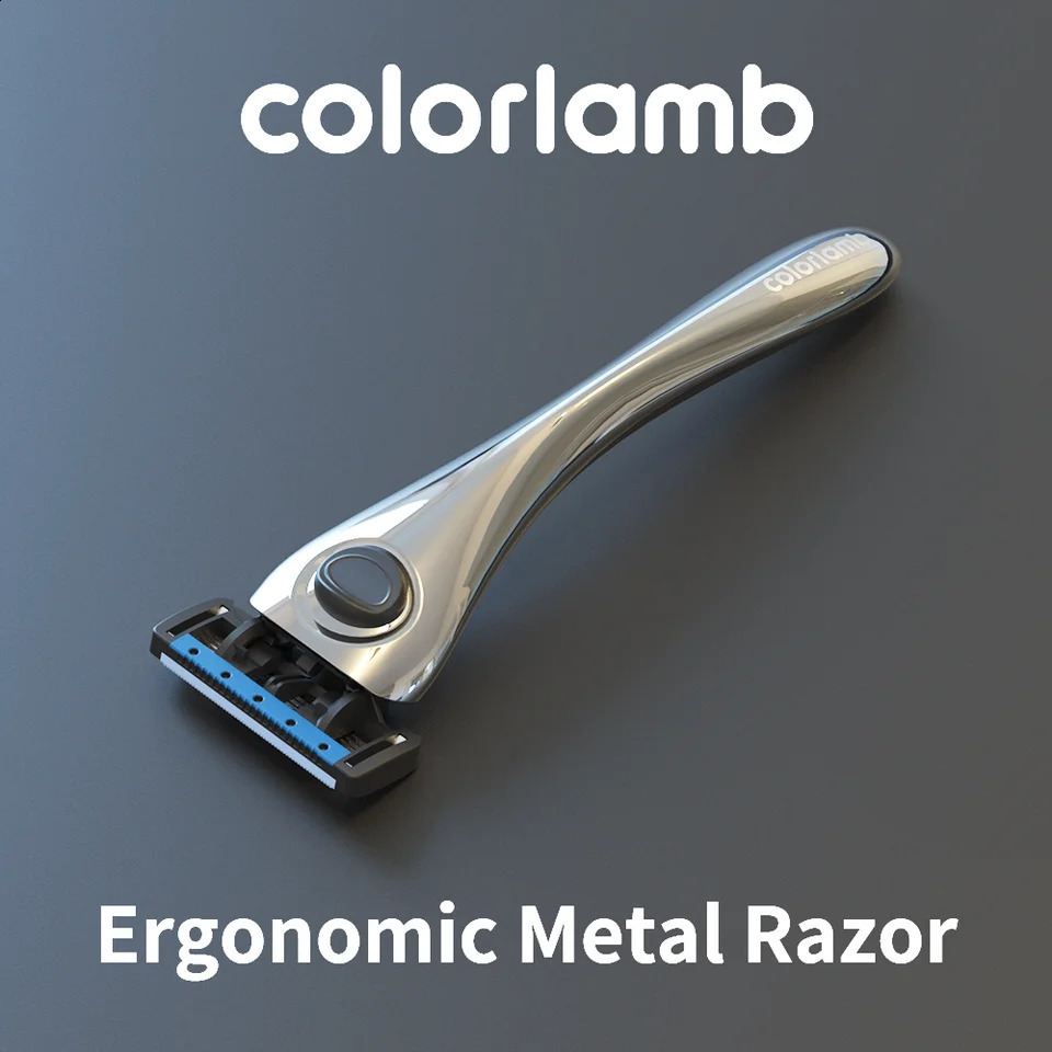 Colorlamb Silver Color Men Razor for Shaving Barber Tool Classy Manual Shaver with 2PCS 5 Layer Blades Cartridge 241230