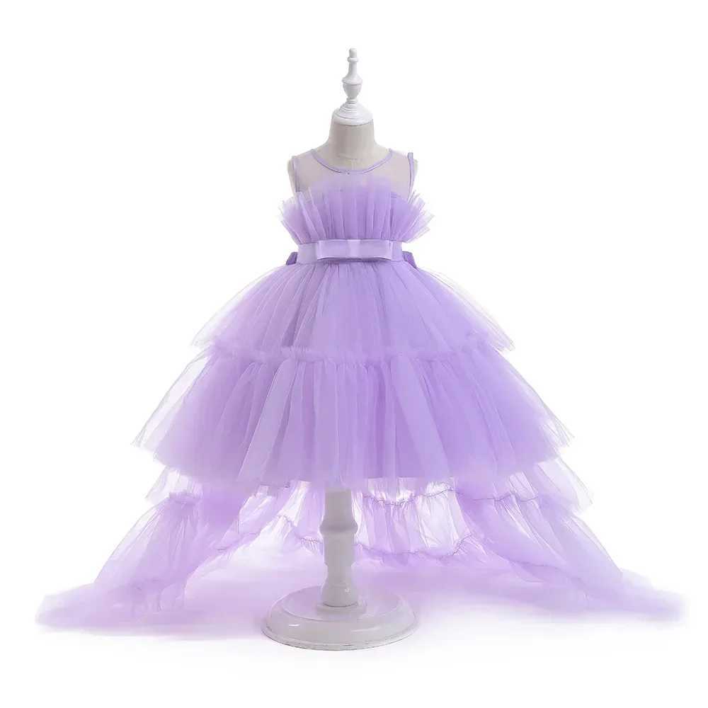 Girl White Tail Summer Dress Fluffy Children Tutu Christmas Princess Birthday Vestido Preschool Baptist Baby Clothing W241231