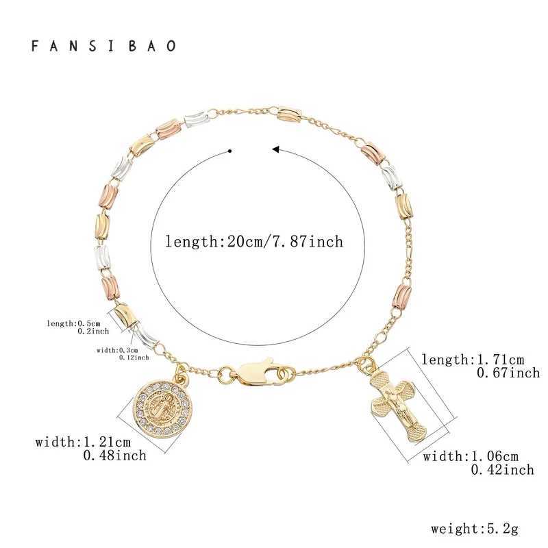 FanSibao Retro Style Virgin Mary Tricolor Prayer Bead Bracelet with Cross Elements Womens Fashion Wrist Jewelry W241231