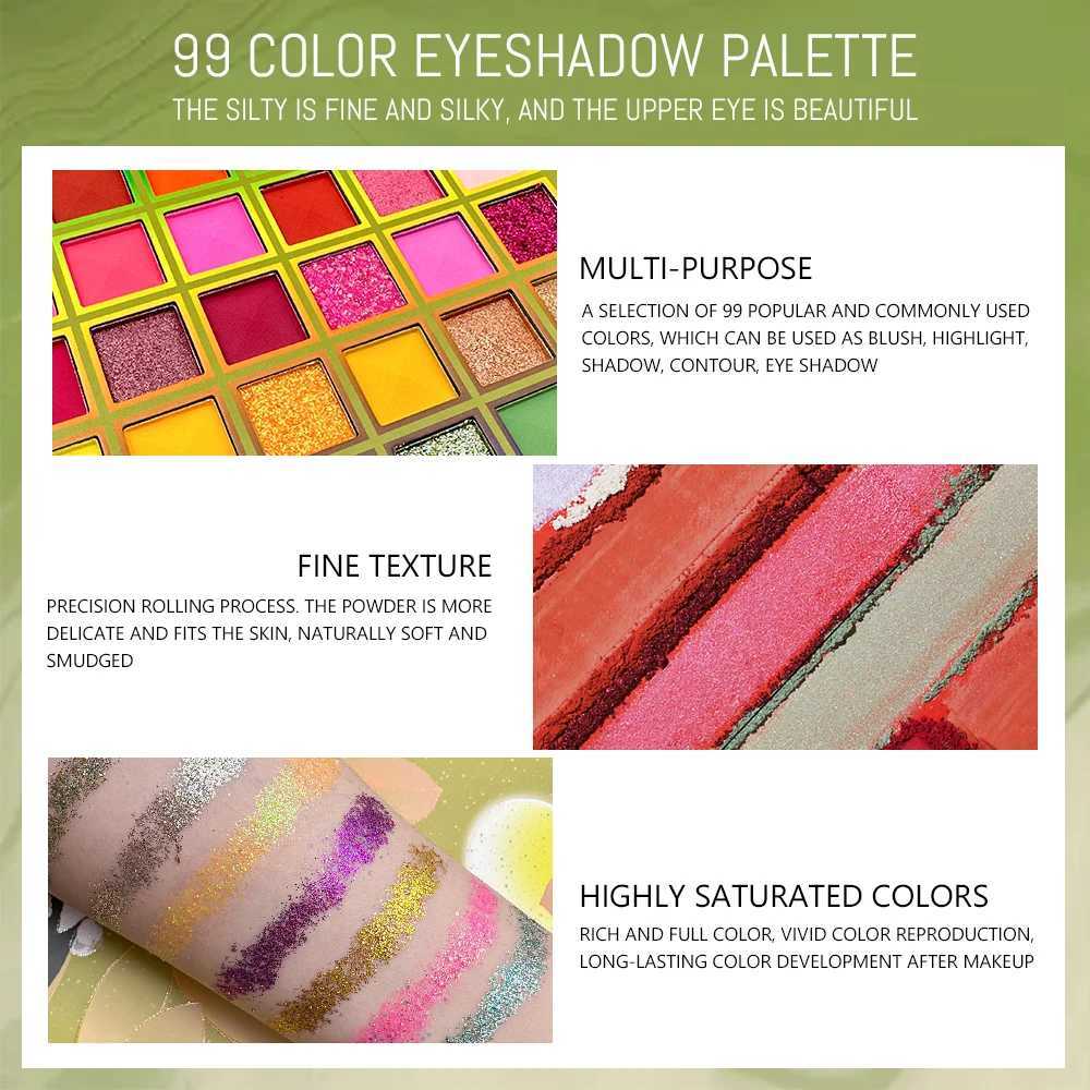 99 color rainbow eye shadow makeup board professional matte flash board durable eye shadow board suitable for womens cosmetics W241230