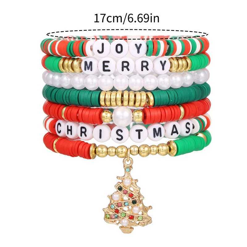 1 set of fashionable Christmas bracelets multi-layer stacked bead elastic bracelet suitable for women and girls version Christmas bracelet W241231