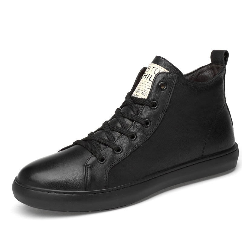 quality New High brand genuine leather simple white winter fashionable cotton men's outdoor hiking high top shoes ffcb