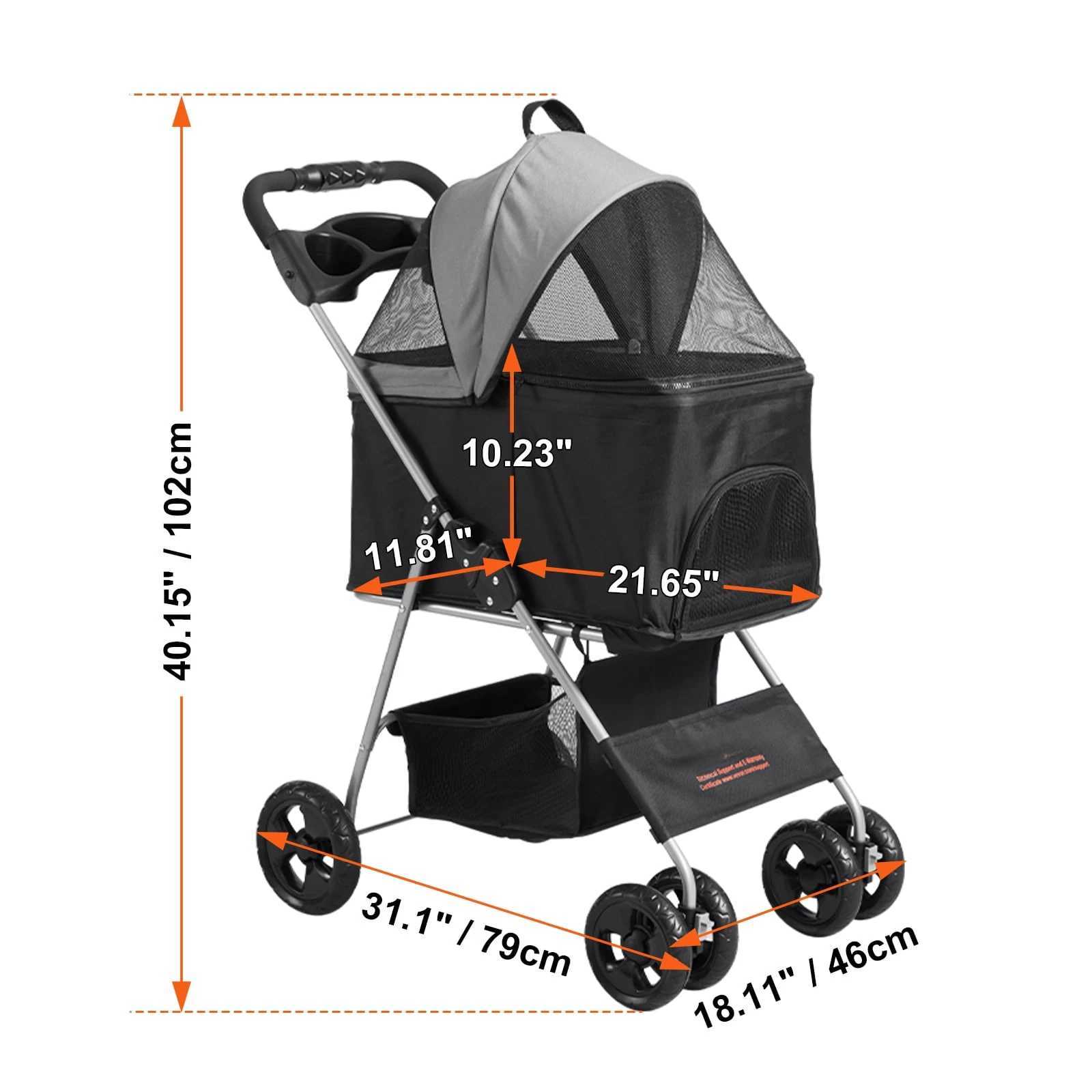3-in-1 Pet Stroller4Wheels Foldable Premium Multifunction Dog Cat Stroller with Cup Holder35 lbs Weight CapaciXJ241231