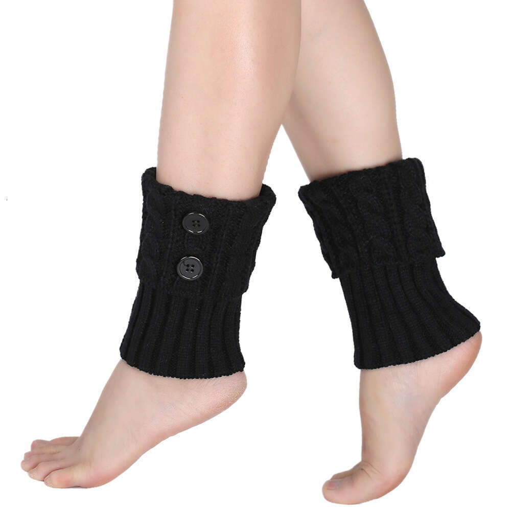 Knitted Hosiery, Wool Warmth, Cuffed Sleeve, Autumn And Winter, 8 Word Fried Dough Twists Button, Short Knee Boots, Leg Sleeve