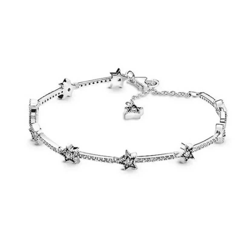 Brand new 925 sterling silver zirconia Exquisite tennis star bracelet suitable for women to DIY original charm beads Exquisite jewelry W241231