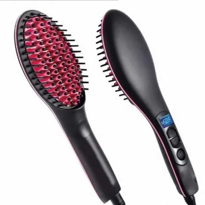 Electric straightening brush hot comb adjustable temperature straightener professional female hair heating comb W241231