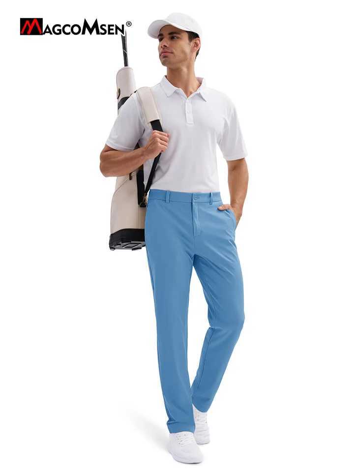 MAGCOMSEN 30 /32/34 stretch golf pants mens classic slim fit lightweight dress pants waterproof quick drying work pants with 5 pockets W241231