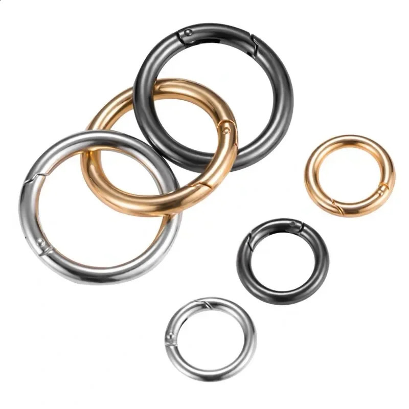 10pcs Metal Round Carabiner Keyring DIY O Ring Spring Buckles Jewelry Keychains Openable Clasp Bag Clips Connector Snap Hooks 241226