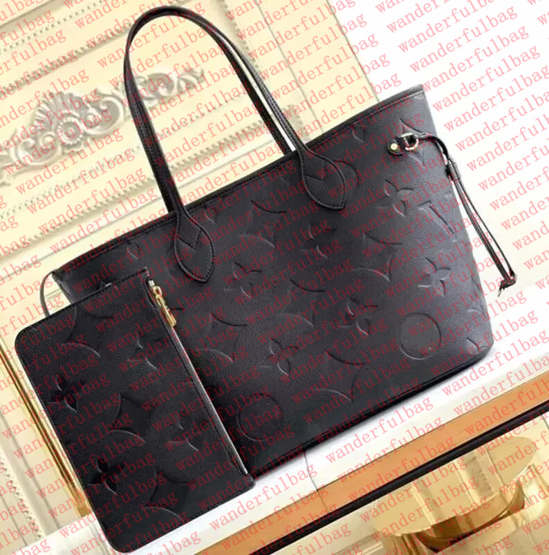 2025 designer bag 2pcs Set Naverfull Enbossed Flower Women Cross body Handbag Shoulder Bag Fashion Composite Lady Clutch Tote Bag shopping Female Coin Purse Wallet