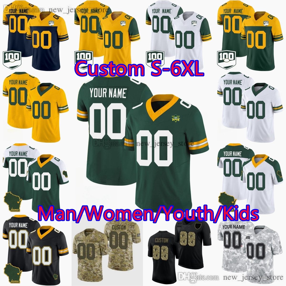 Custom DIY 10 Love Jersey Stitched S-6XL 80 Driver Reggie White Jayden Reed A.J Dillon Brett Favre Bart Starr Charles Woodson Ray Nitschke Paul Hornung Xavier McKinney