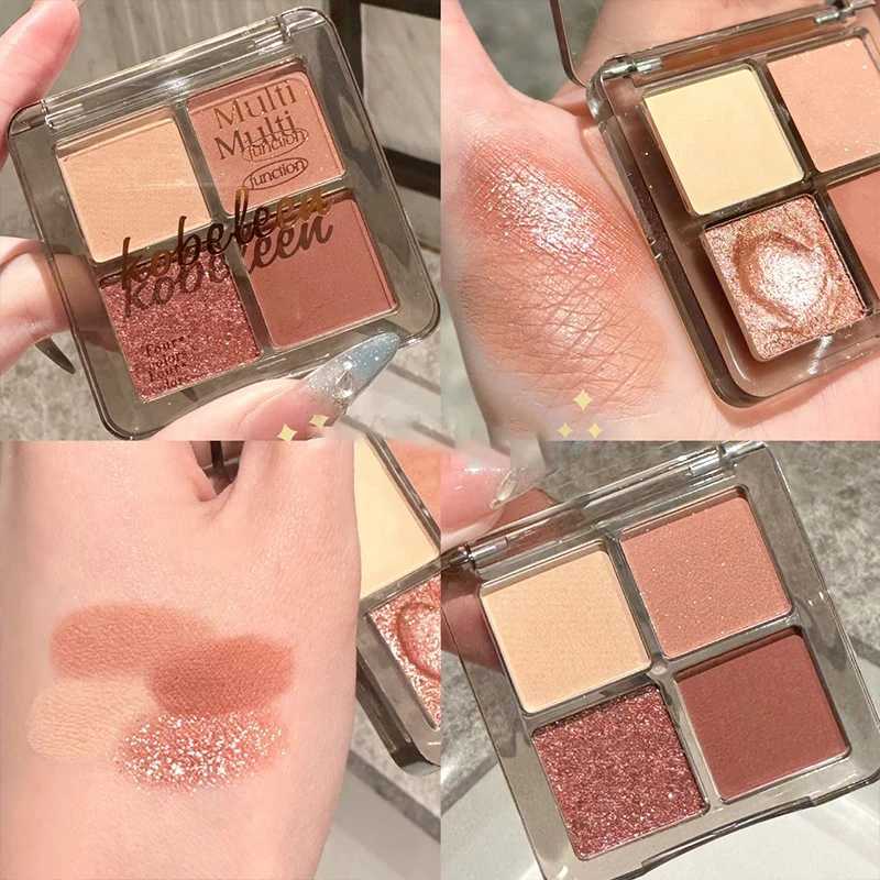 4-color punk smoke black eye shadow palette matte flash mashed potato eye shadow makeup cement grey rose brown eye shadow pigment W241230