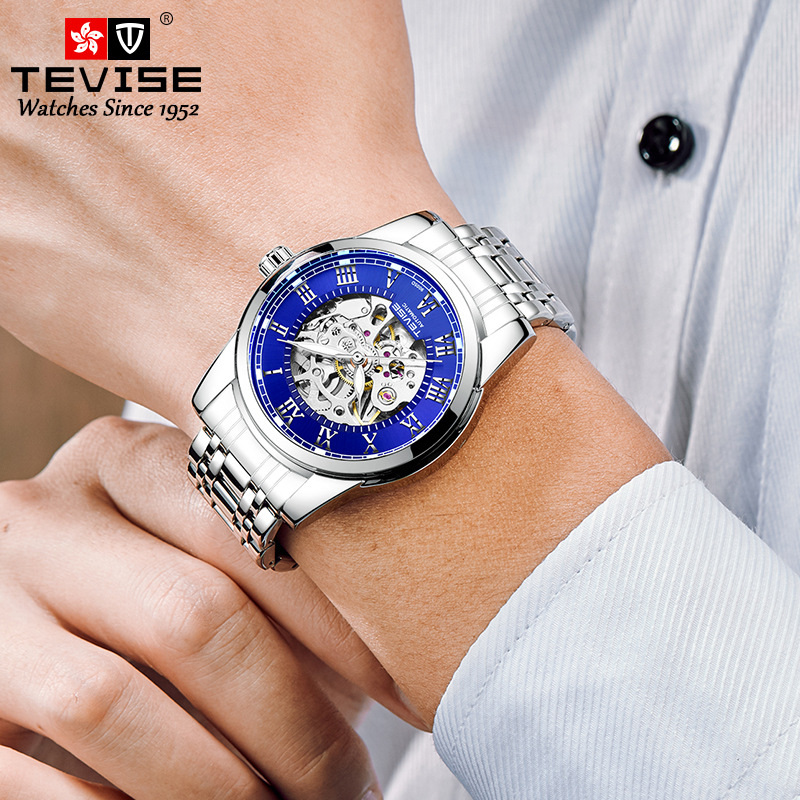 TEVISE Mechanical Watchs Men simple and business style watch with luminous waterproof functions T019 T9005D