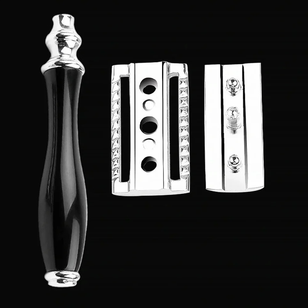 Metal Manual Shaving Shaver Stainless Steelblack resin handle Safety razor set Double sides shaving razor 241230
