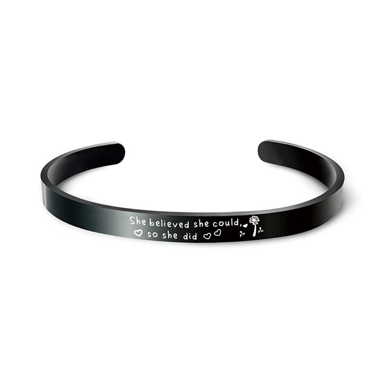 Stainless Steel Inspirational Cuff Bangle Bracelet Best Wishes Friendship Bracelet Bangle Personalized Letter Word bracelets for Women Men Lovers Jewe