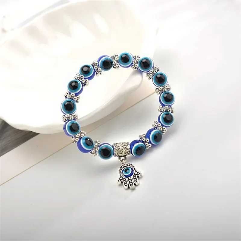 2 antique blue evil eye bracelets suitable for women lucky amulet hand of Fatima lucky Trkiye bracelet color simple Tren W241231