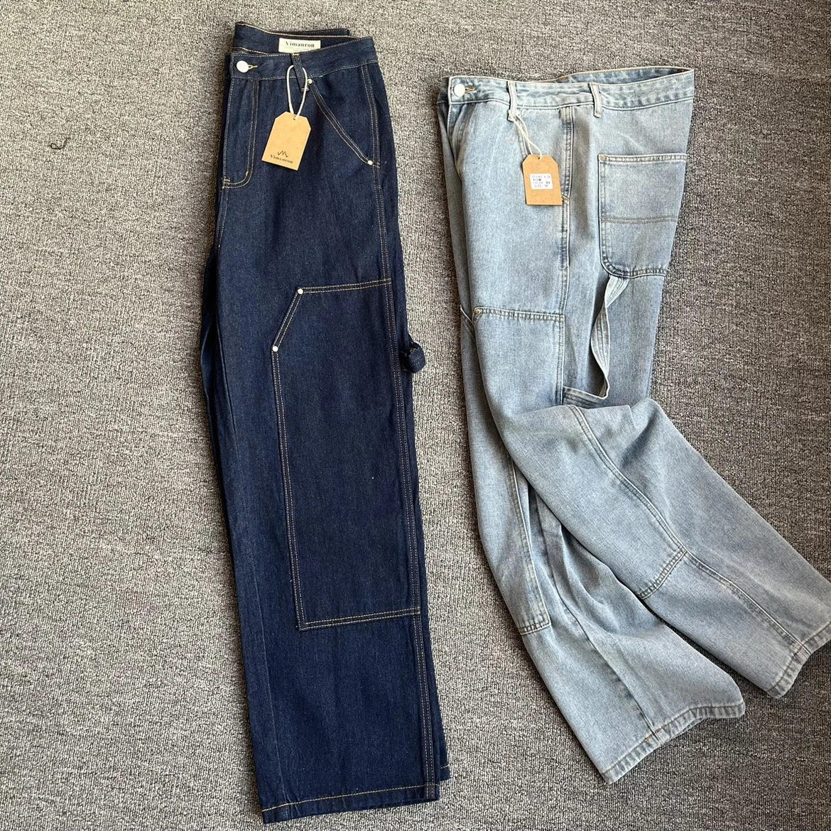 American Classic Casual Mens Straight Loose Woodcutting Vintage Workwear Jeans High Street Washed Old Pants Y2k Youth Male 241230