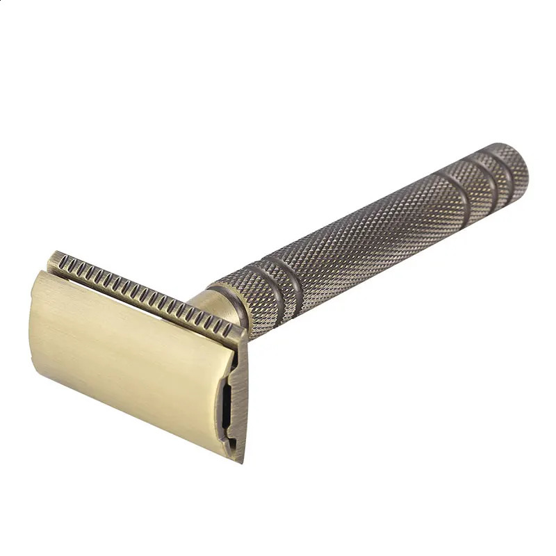 YINTAL Mens Bronze Classic Double-sided Manual Razor Long Handle Safety Razors Shaving Replaceable Classic Razors 241230