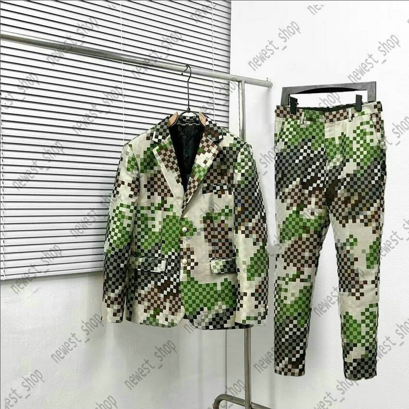 Mens Suits Blazers Western clothing designer men Blazer autumn luxury outwear coat man Slim fit Chessboard pattern Jacquard suit pants