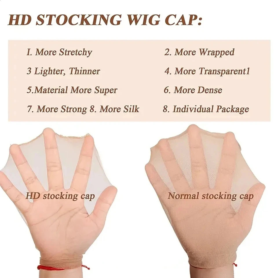 10Pcs Invisible Stocking Wig Cap for Lace Front Wig High-elastic Stretchy Breathable Nylon Wig Caps Ultra-thin Sheer Wig Cap 241230