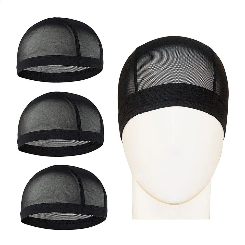 6pcs/Lot Elastic Glueless Wig Caps for Wig Making Stretchable Mesh Dome Wig Caps for Women Breathable Hairnets Black S/M/L 241230