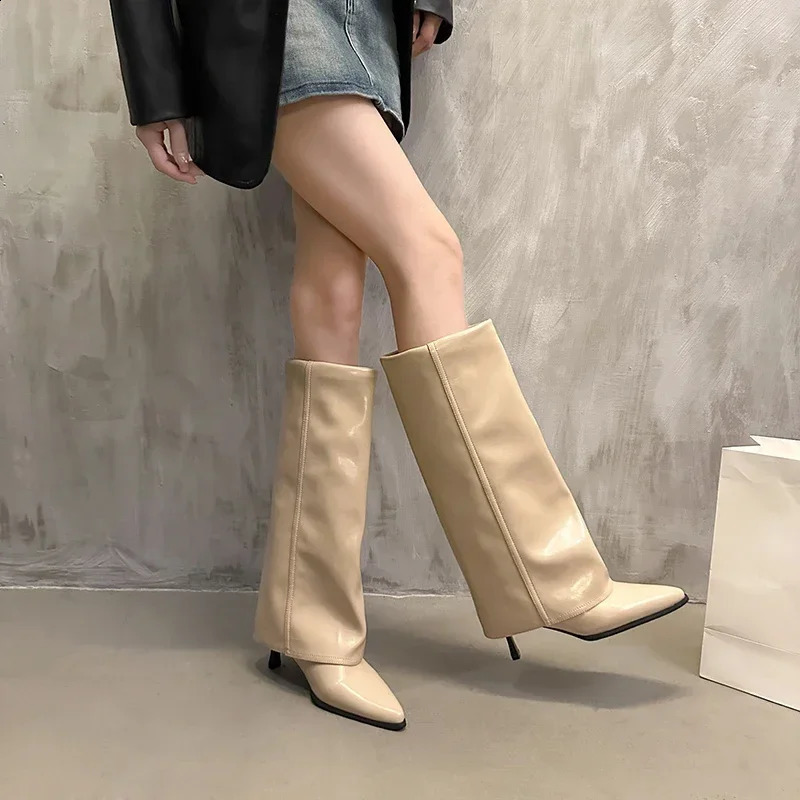 Western Cowboy Boots Women Fashion Slip-On Long Pipe Boots Female Sexy Thin High Heel Trend Knee High Botas 241231