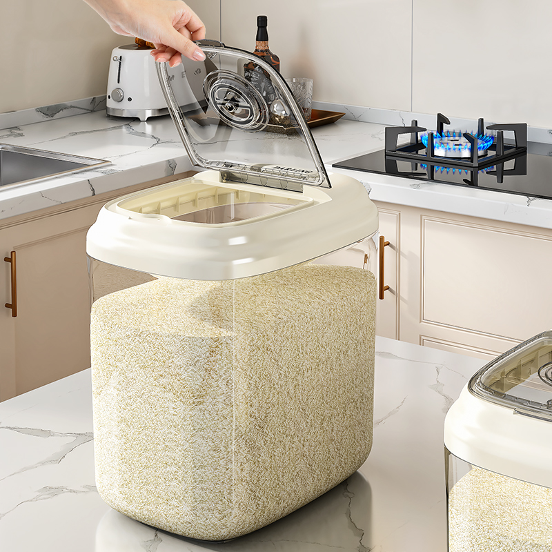 Moisture-Resistant 10 Kg Rice Jar - Easy Flip Seal, See-Through Storage Solution for Dry Foods