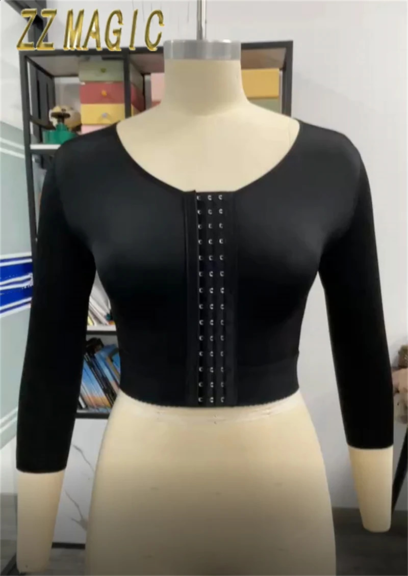 Women Firm Shaping Bra Post Op Surgery Long Sleeves Arm Slimming Posture Corrective Shapewear Gather Breast Underwear Tops Faja 241231